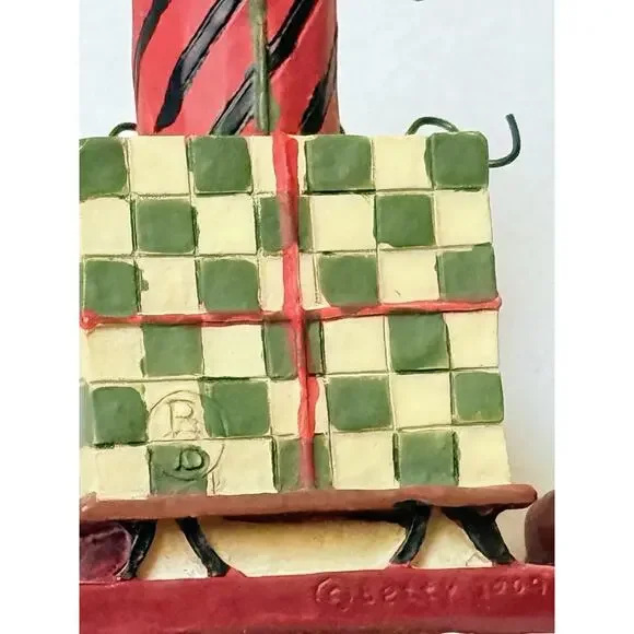 Blossom Bucket Betty Whimsical Anthropomorphic Goose Pulling Sleigh Of Gifts - Picture 5 of 9